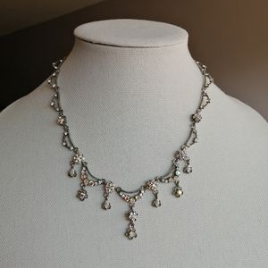 Vintage AB & Clear Crystals Victorian Style Necklace